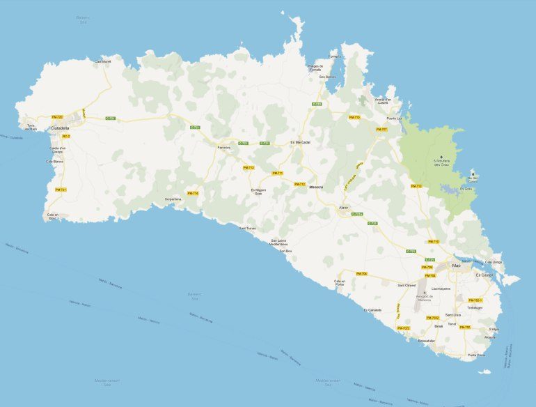 mapa de menorca